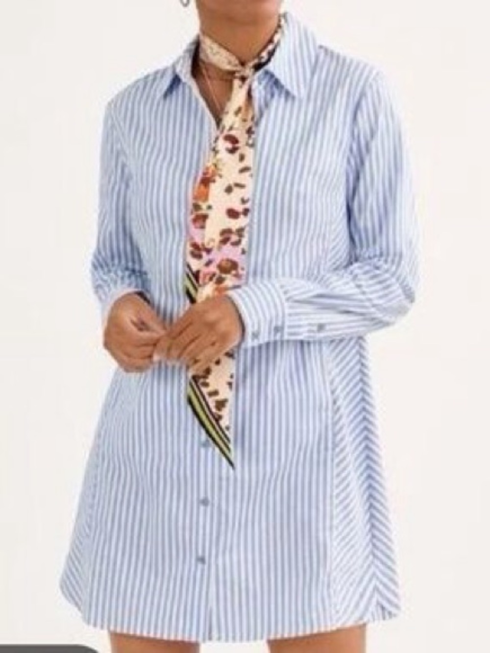 CAbi Blue and White Stripe Shirt Dress